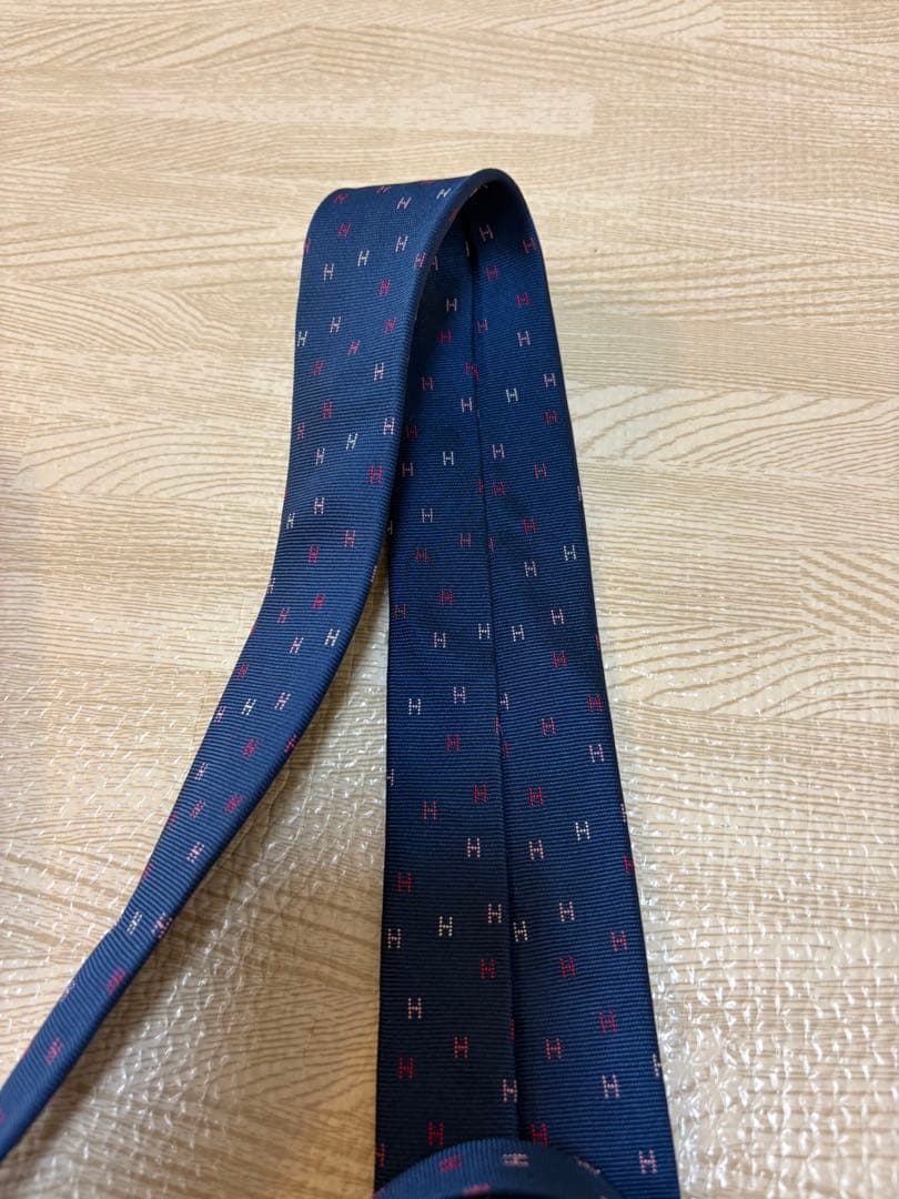 HERMES ネクタイ ブルー ショッパー付き