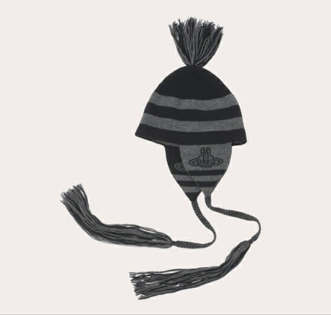 Vivienne Westwood ORB フラップ付ワッチ ニット帽 ブラック