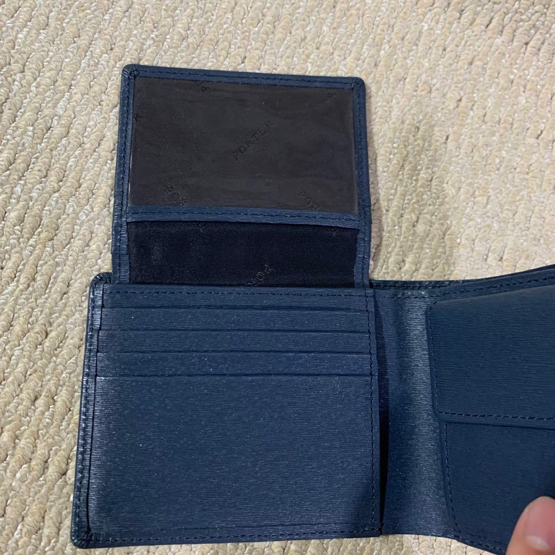 極美品　PORTER ポーター　カレント　二つ折り財布　内タブ　紺　ブルー
