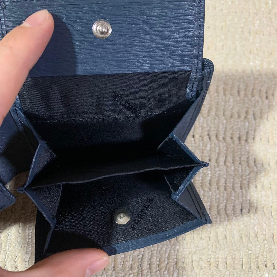 極美品　PORTER ポーター　カレント　二つ折り財布　内タブ　紺　ブルー