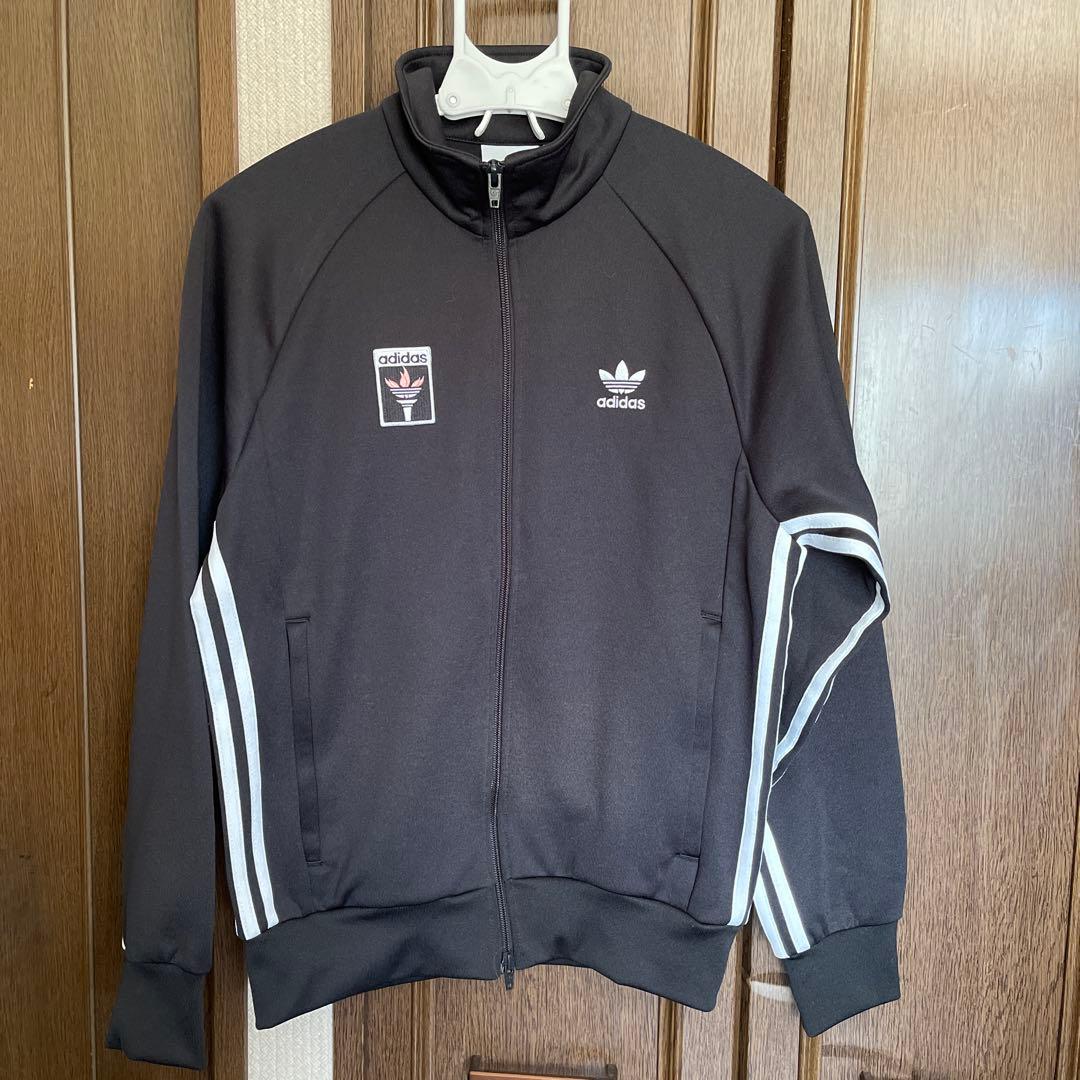 adidas トレフォイルロゴ　トリコロールジャケット Mサイズ 黒