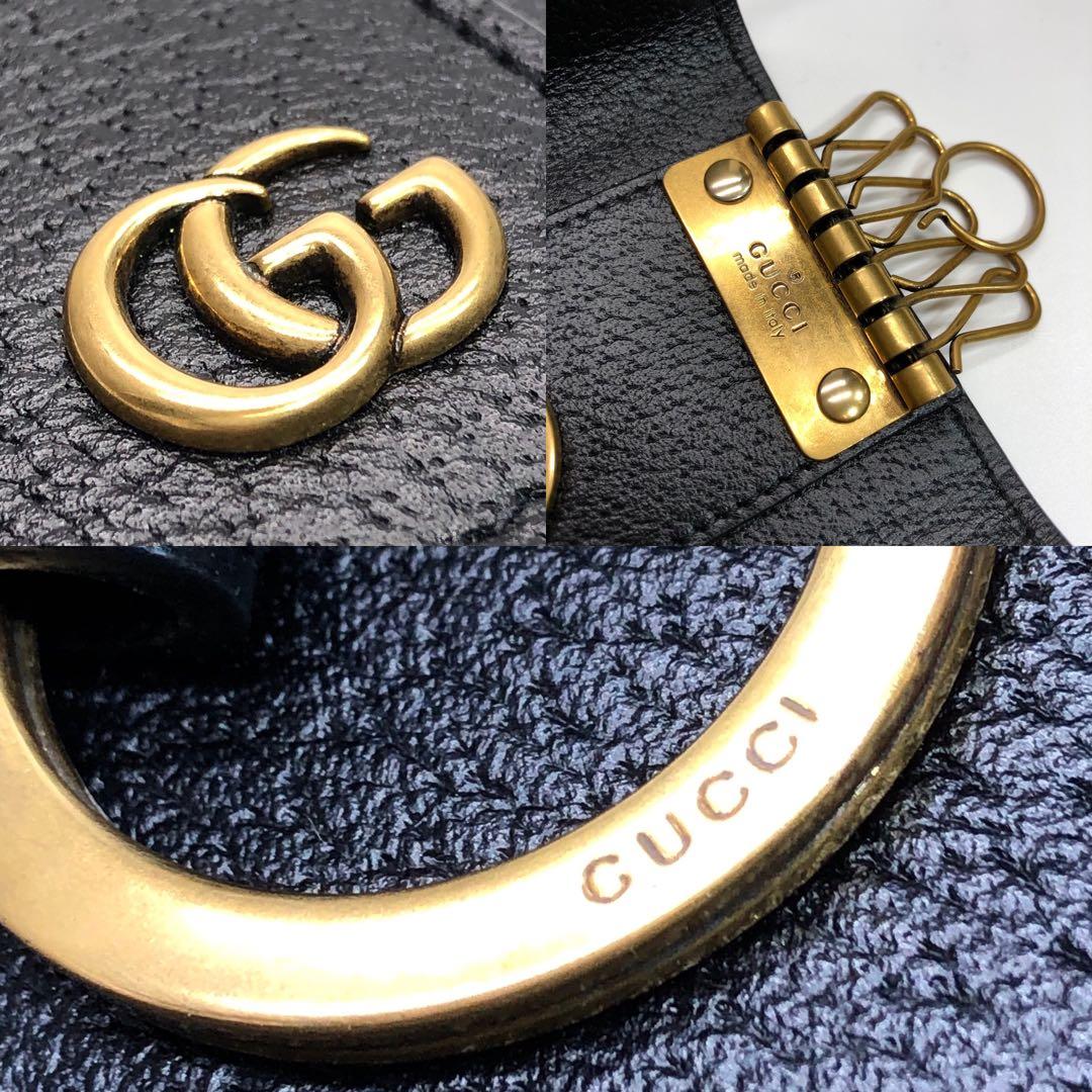 未使用✨グッチ GGマーモント カーフレザー 6連キーケース リング付 ブラック