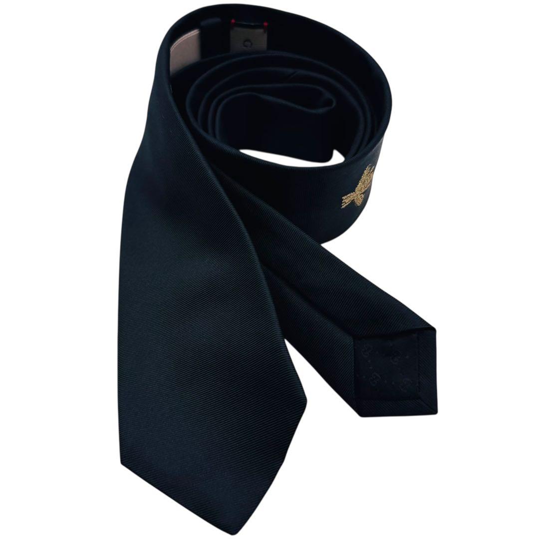 GUCCI グッチ ビー エンブロイダリー シルクタイ ソリッド ナロータイ