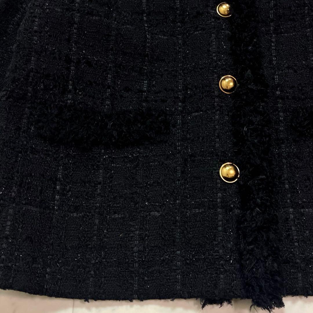 ユナイテッドアローズ ファンシー ツイード ノーカラージャケット Vネック