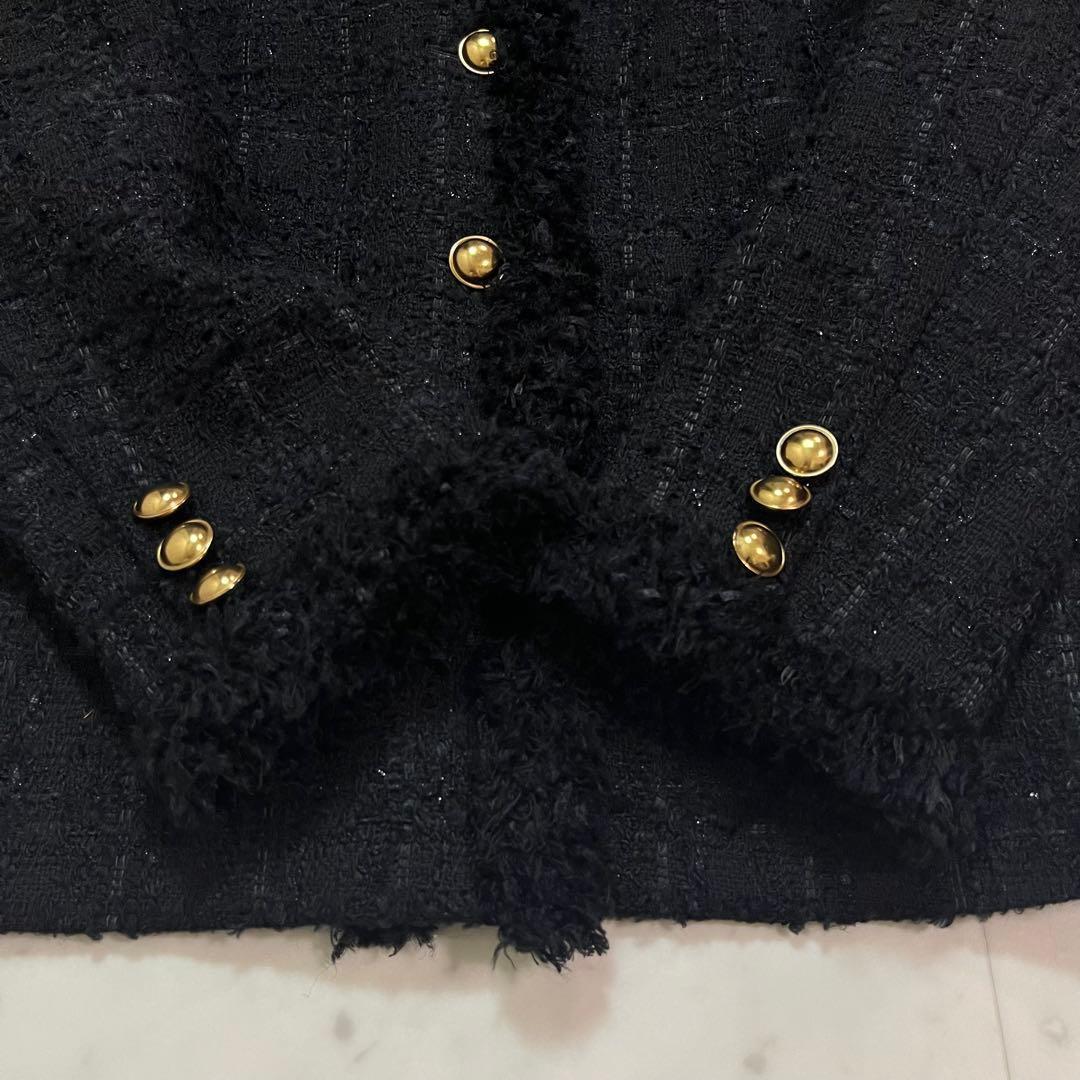 ユナイテッドアローズ ファンシー ツイード ノーカラージャケット Vネック