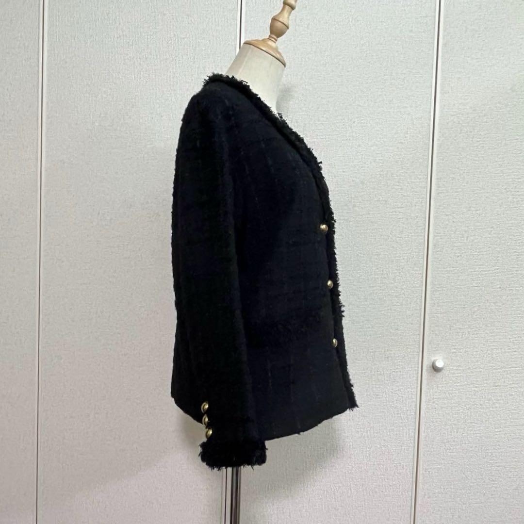 ユナイテッドアローズ ファンシー ツイード ノーカラージャケット Vネック