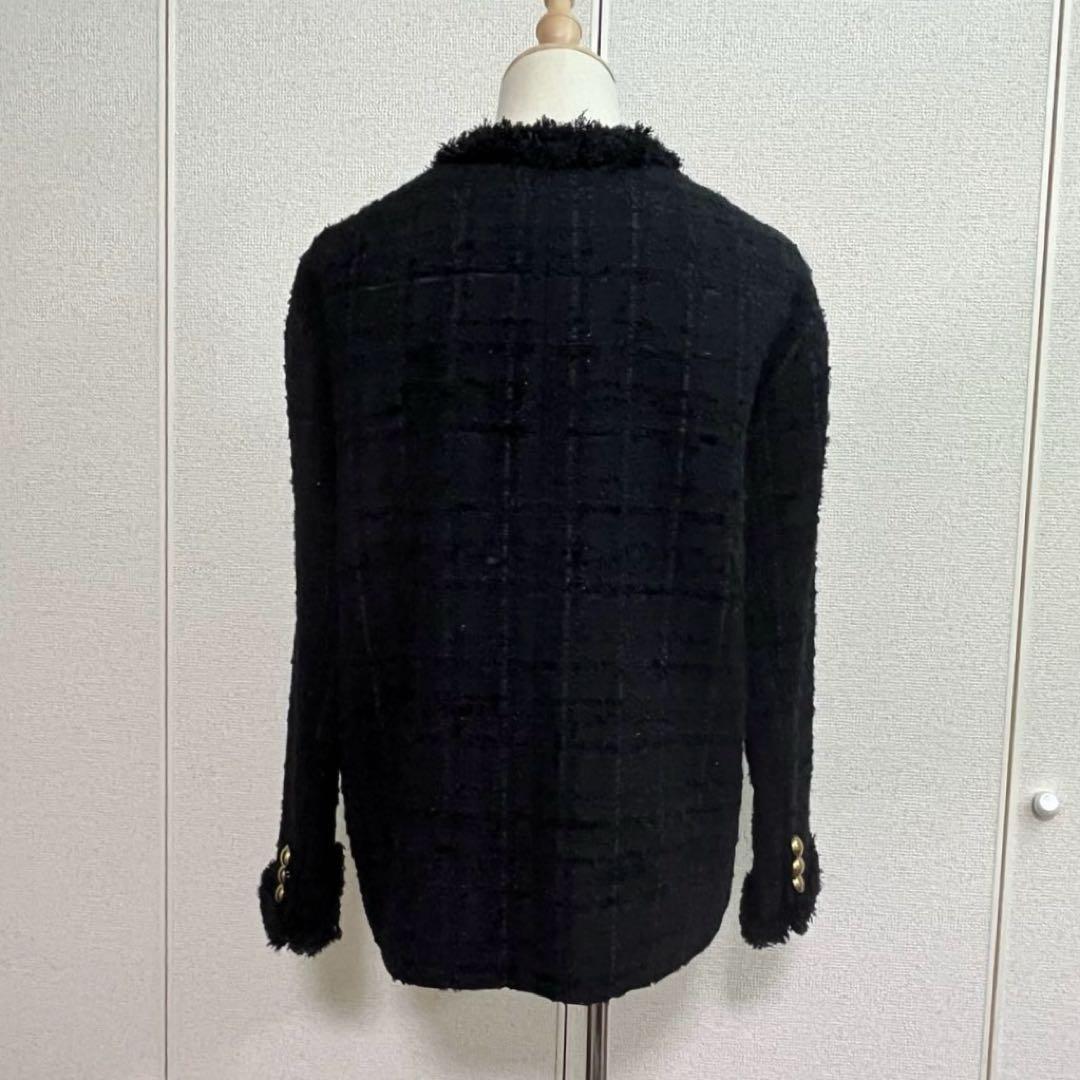 ユナイテッドアローズ ファンシー ツイード ノーカラージャケット Vネック