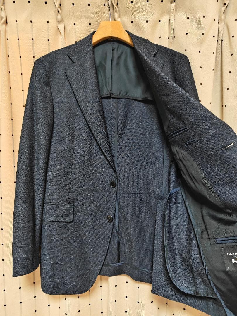 未使用品 タリアトーレ 2B ウール 3ピース スーツ 48 ダークネイビー