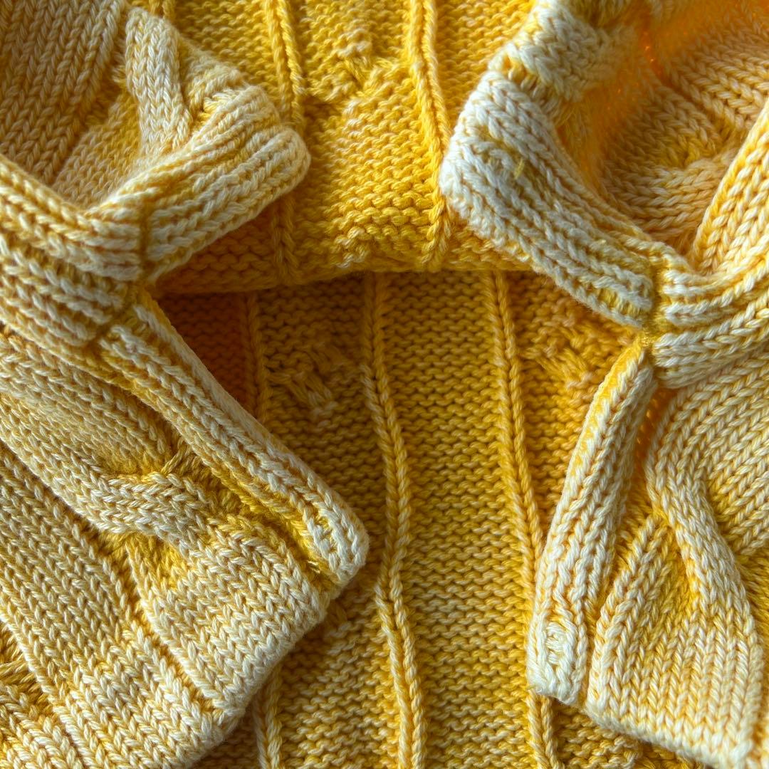 ポロラルフローレン ケーブルニットポロシャツ L イエロー ウォッシュ加工