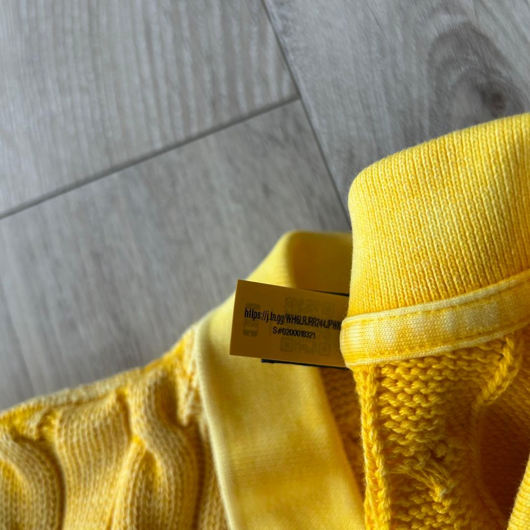 ポロラルフローレン ケーブルニットポロシャツ L イエロー ウォッシュ加工