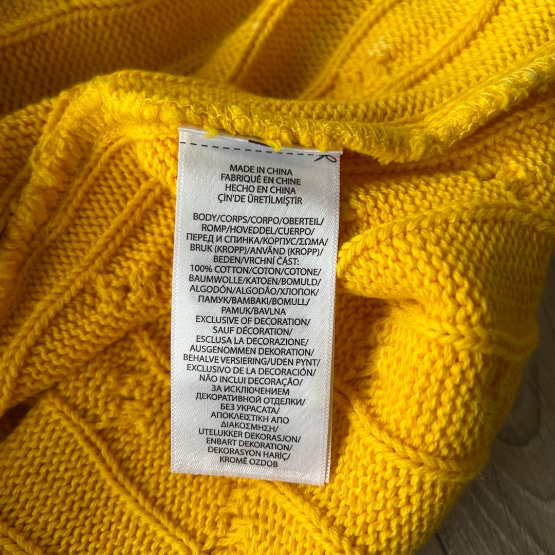 ポロラルフローレン ケーブルニットポロシャツ L イエロー ウォッシュ加工