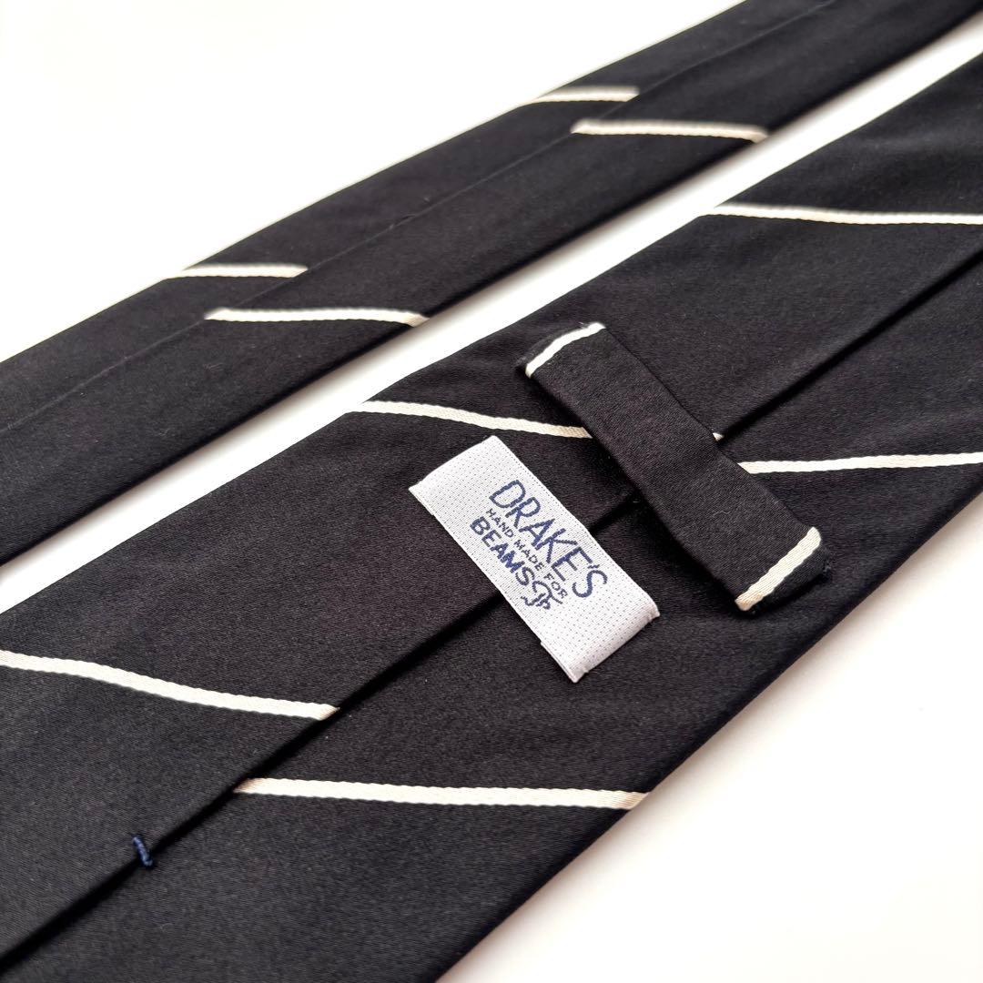 ꧁極美品꧂ ドレイクス ビームスエフ ネクタイ ストライプ ブラック ホワイト