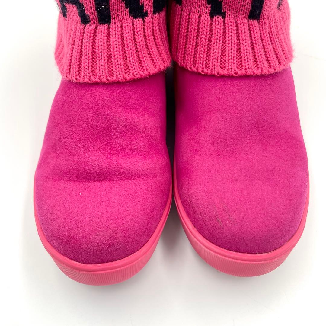 美品★パーリーゲイツ　ヌバック×リブニット　ショートブーツ　ピンク系　23cm