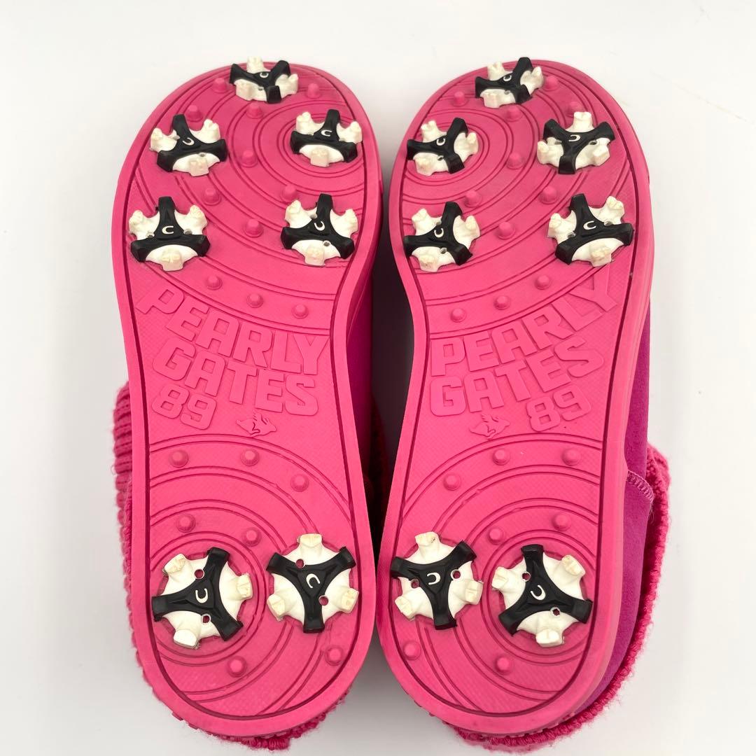 美品★パーリーゲイツ　ヌバック×リブニット　ショートブーツ　ピンク系　23cm