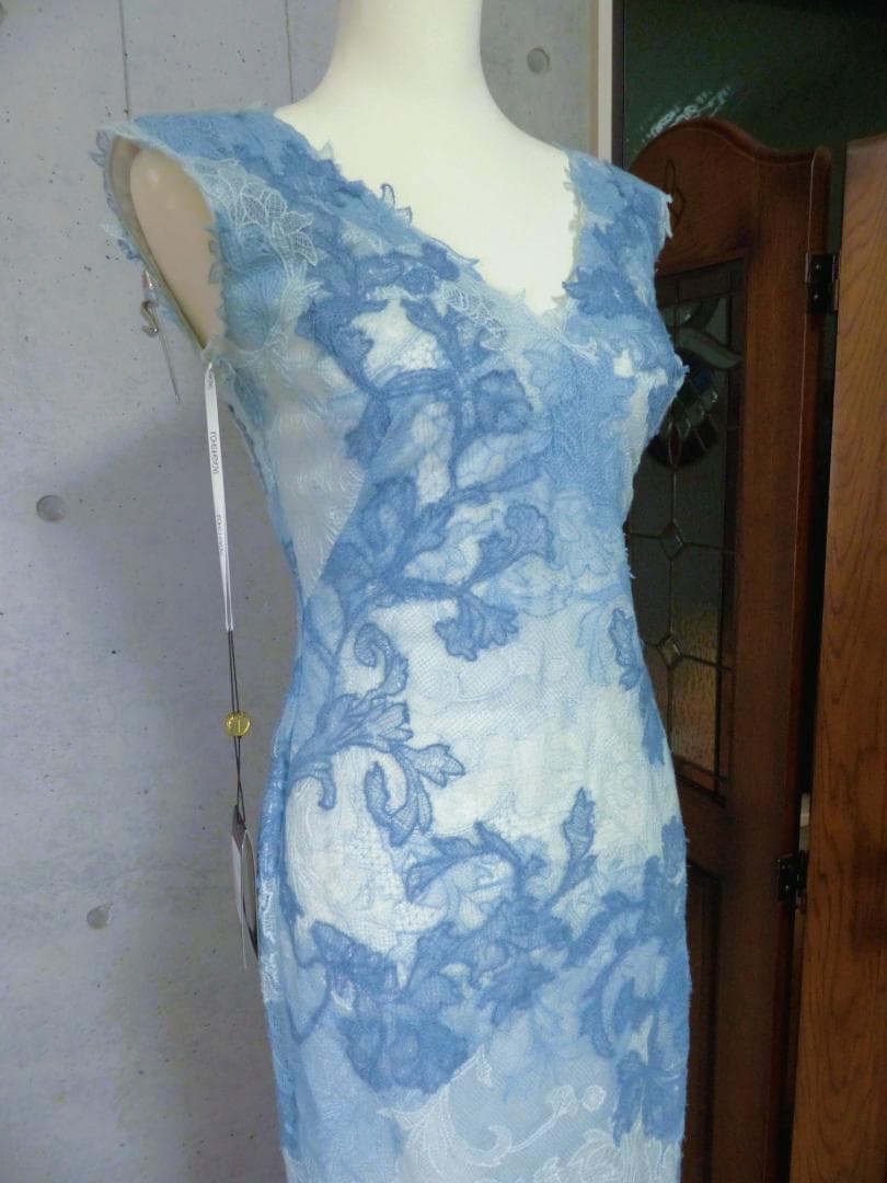Erica　TadashiShoji ボタニカル青のグラデーションドレス2