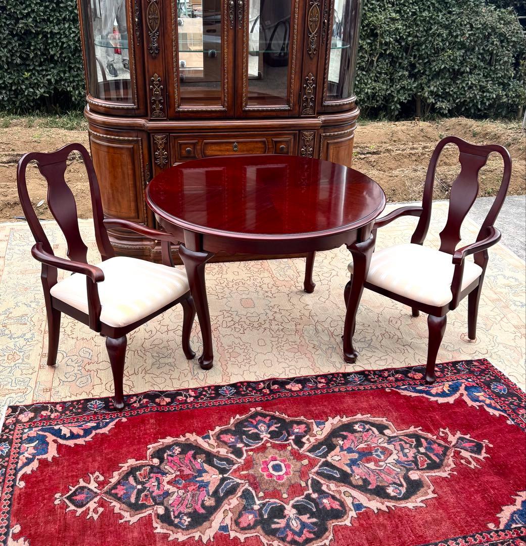 IDC大塚家具 クイーンアン様式 マホガニーダイニングチェア1脚