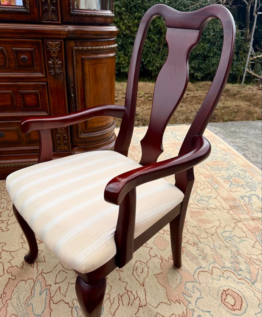 IDC大塚家具 クイーンアン様式 マホガニーダイニングチェア1脚