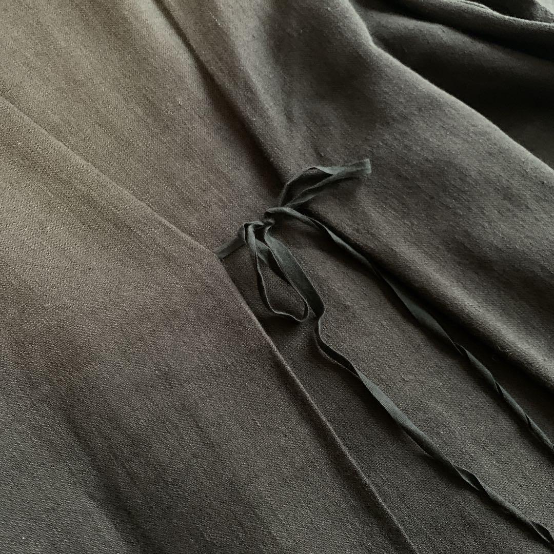 【エヴァムエヴァ】クリーニング品・美デザイン✨リネンウールワンピース　ブラック