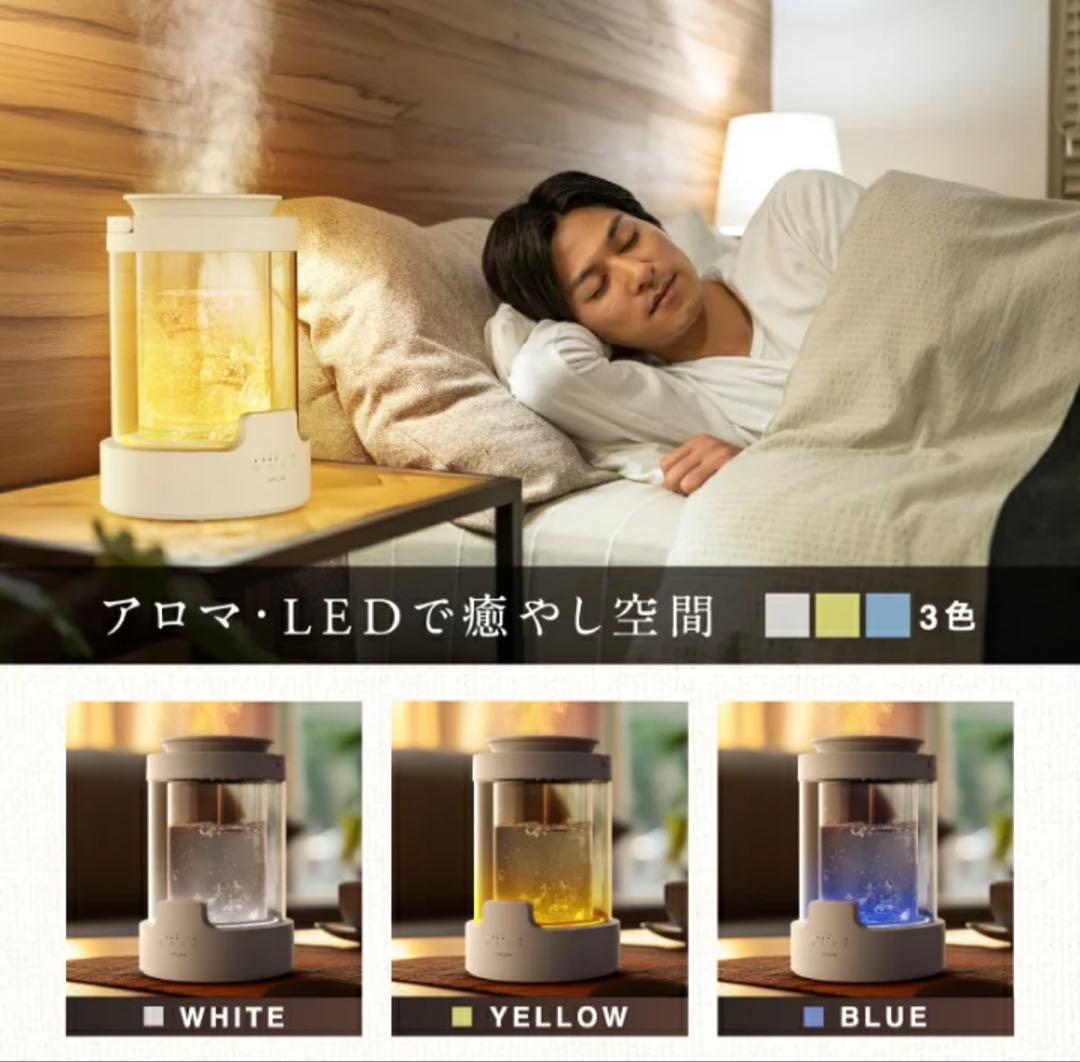 NIPLIFE URURA 加湿器 3L アロマ対応　スチーム式　ガラス加湿器