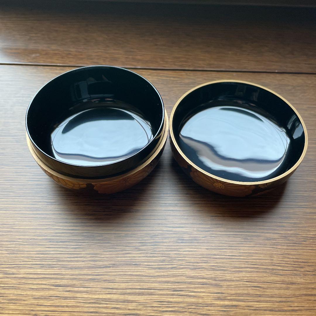 ☆美品『溜塗 菊桐蒔絵 平棗』信広作