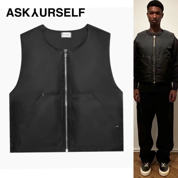 ASKYURSELF NYLON PUFFER BOMBER VEST M 黒