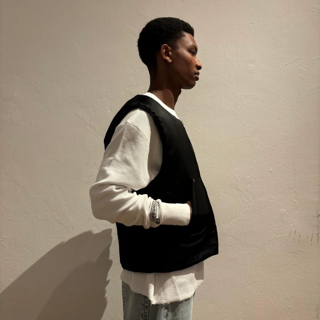 ASKYURSELF NYLON PUFFER BOMBER VEST M 黒