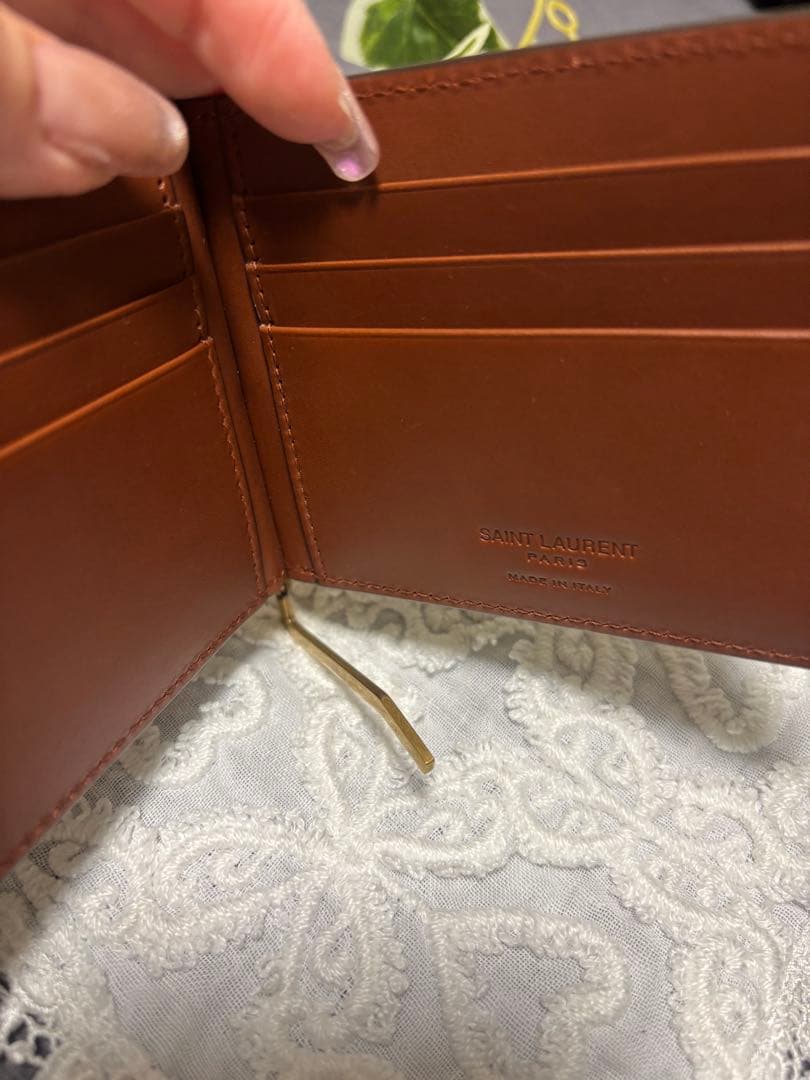 サンローラン レザー マネークリップ 総柄 YSL