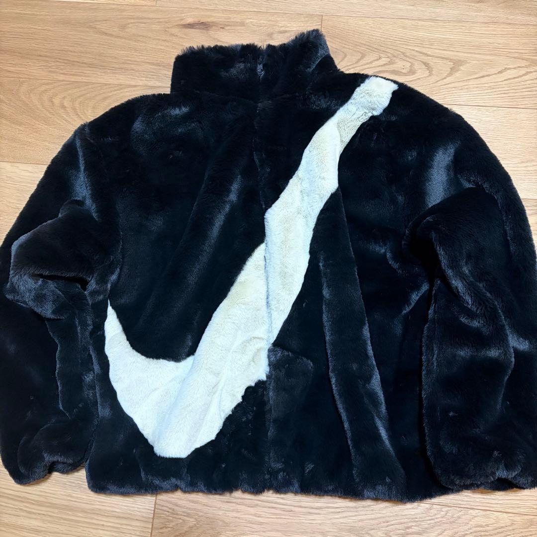 NIKE ナイキ ビッグスウッシュ ボアジャケット 黒 フェイクファー