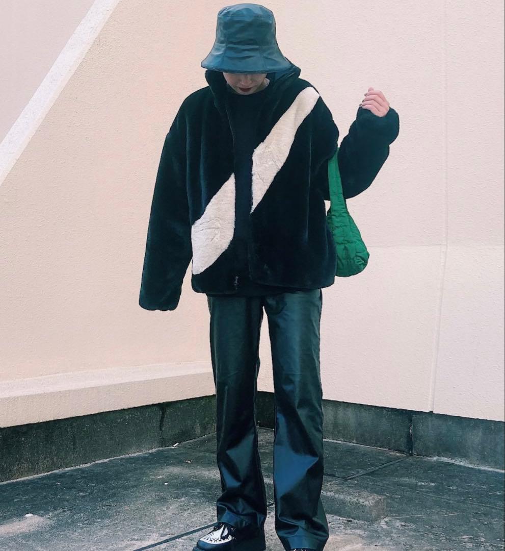 NIKE ナイキ ビッグスウッシュ ボアジャケット 黒 フェイクファー