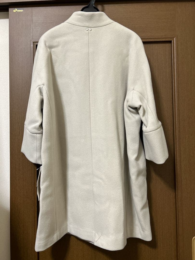 agaノーカラーダブルメルトンコクーンコート　ベージュ　日本製　新品未使用