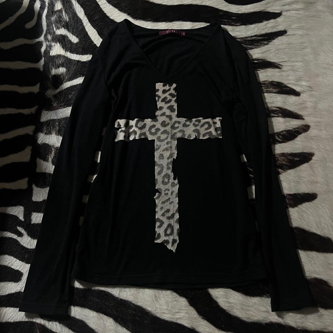 トップス 00s archive seana long sleeve leopard