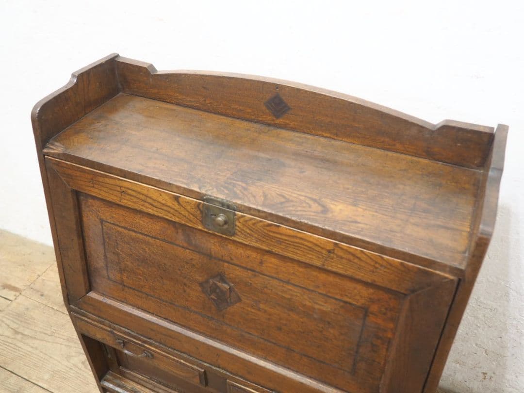 1132 アンティーク　ライティングデスク　帳場机　テーブル　収納棚　レトロ