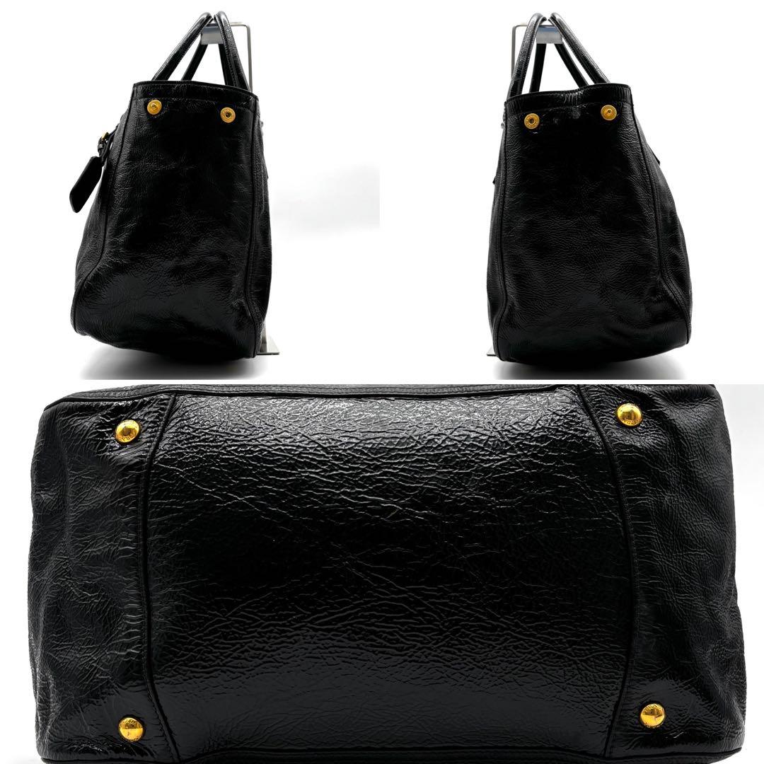 美品 プラダ 2way ショルダーバッグ トートバッグ ロゴ A4可 白タグ 黒