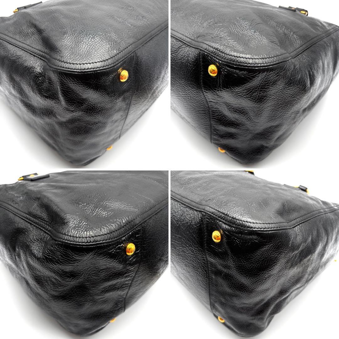 美品 プラダ 2way ショルダーバッグ トートバッグ ロゴ A4可 白タグ 黒