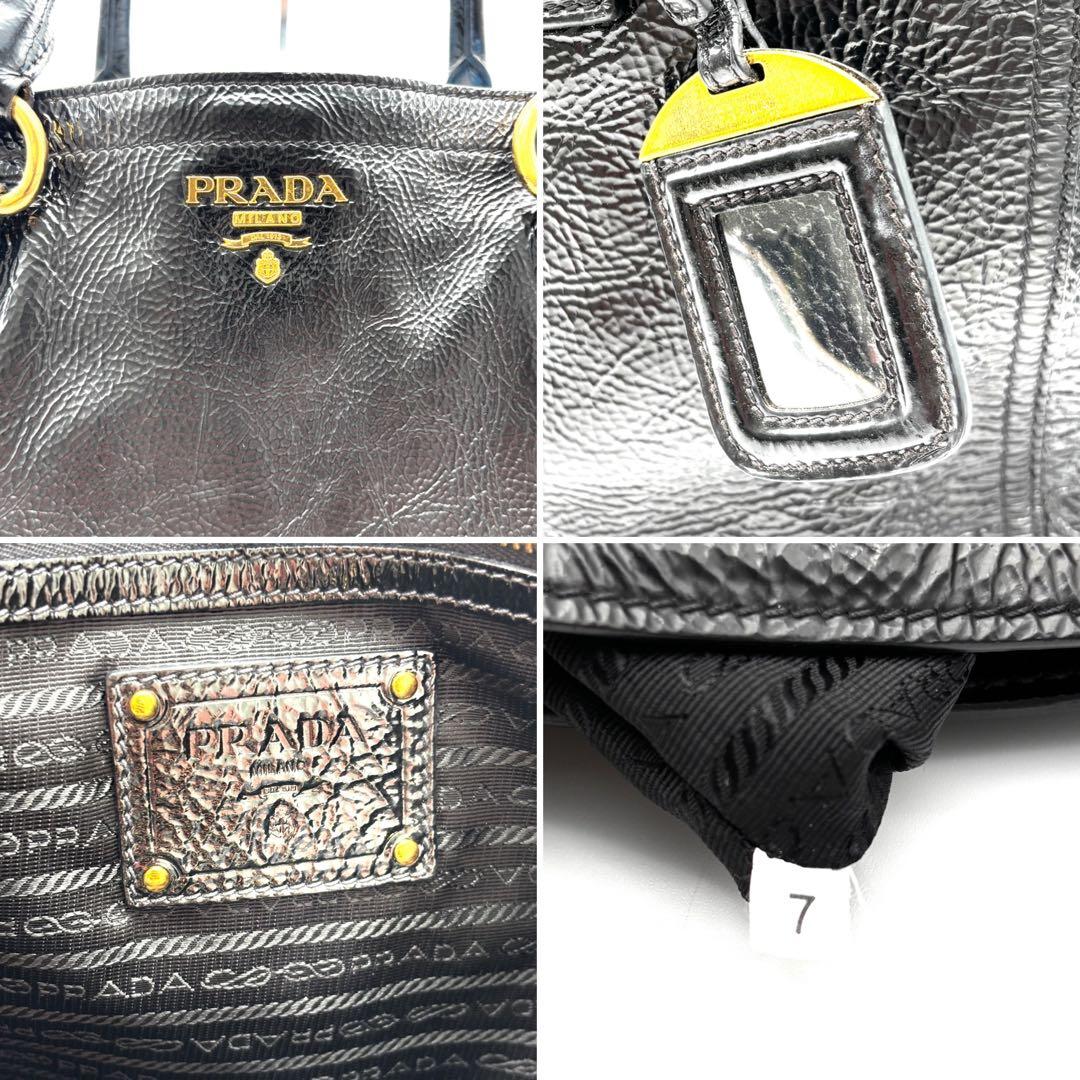 美品 プラダ 2way ショルダーバッグ トートバッグ ロゴ A4可 白タグ 黒