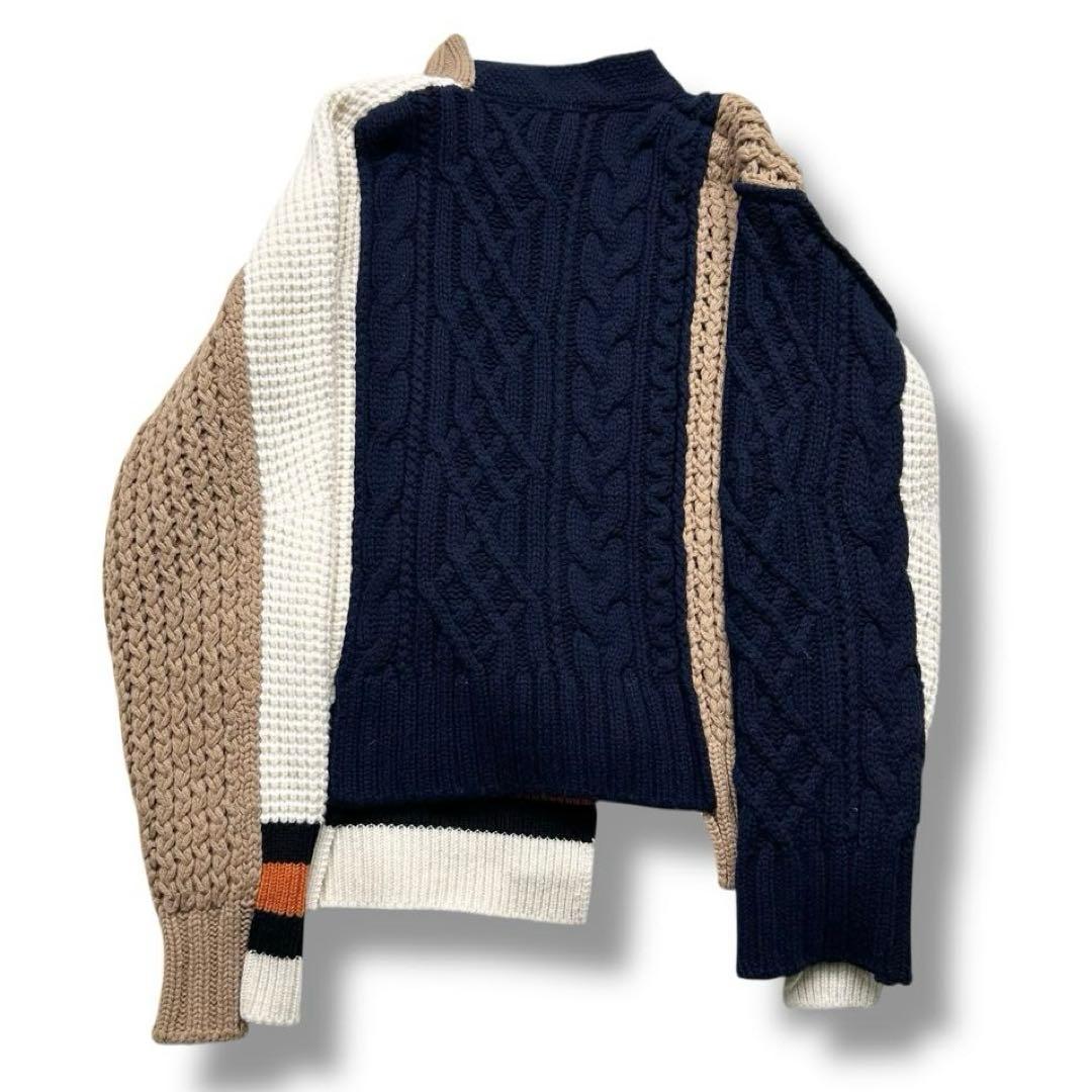 美品 sacai ライダース ニット ブルゾン 変形 ウール 18AW メンズ