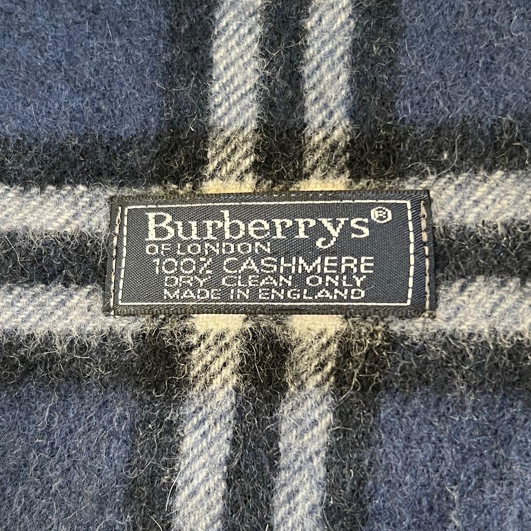 希少✨ Burberrys バーバリーズ カシミヤ マフラー ノバチェック 青
