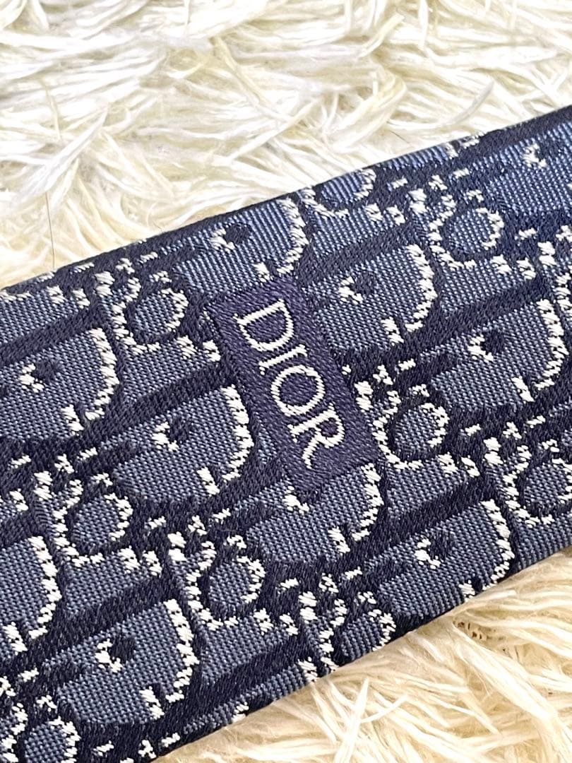 DIOR ディオール　ネクタイ　総柄　トロッター　オブリーク　ネイビー　シルク