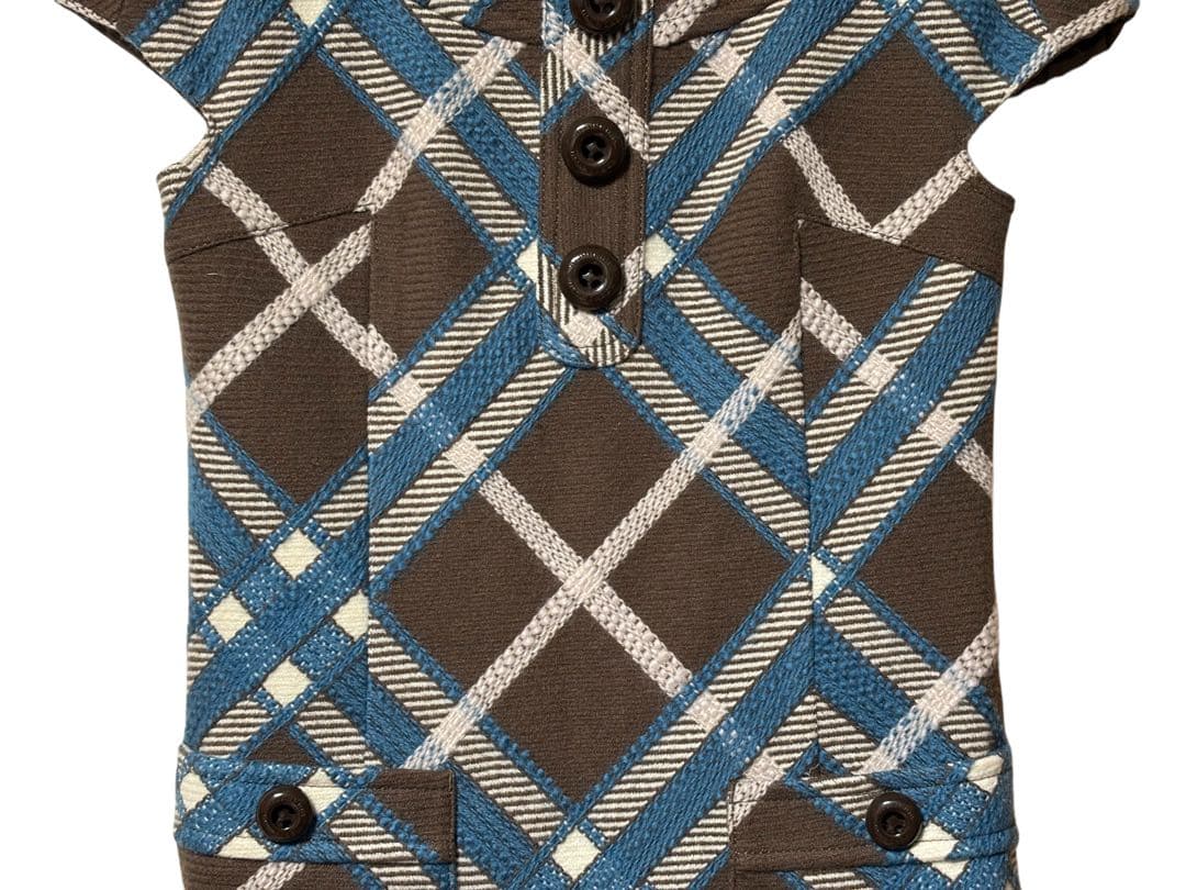 BURBERRY BLUE LABELウールツイードチェック半袖ワンピース
