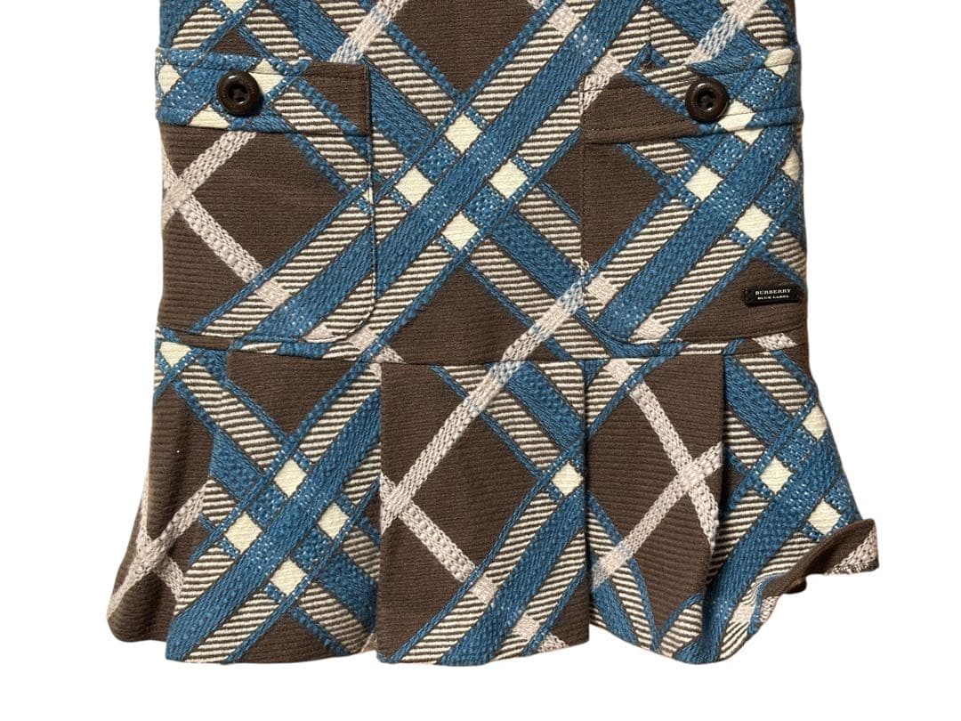 BURBERRY BLUE LABELウールツイードチェック半袖ワンピース