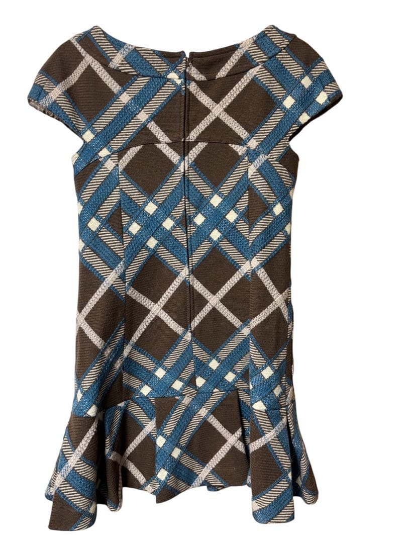 BURBERRY BLUE LABELウールツイードチェック半袖ワンピース