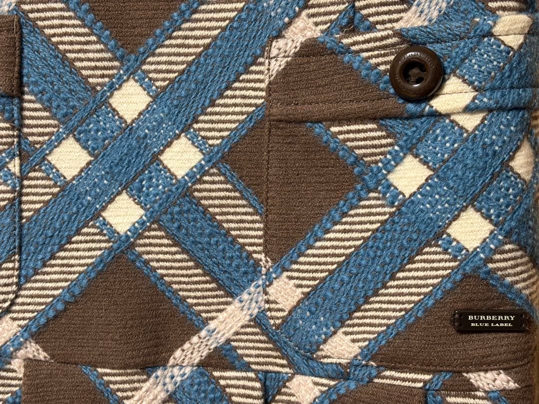 BURBERRY BLUE LABELウールツイードチェック半袖ワンピース