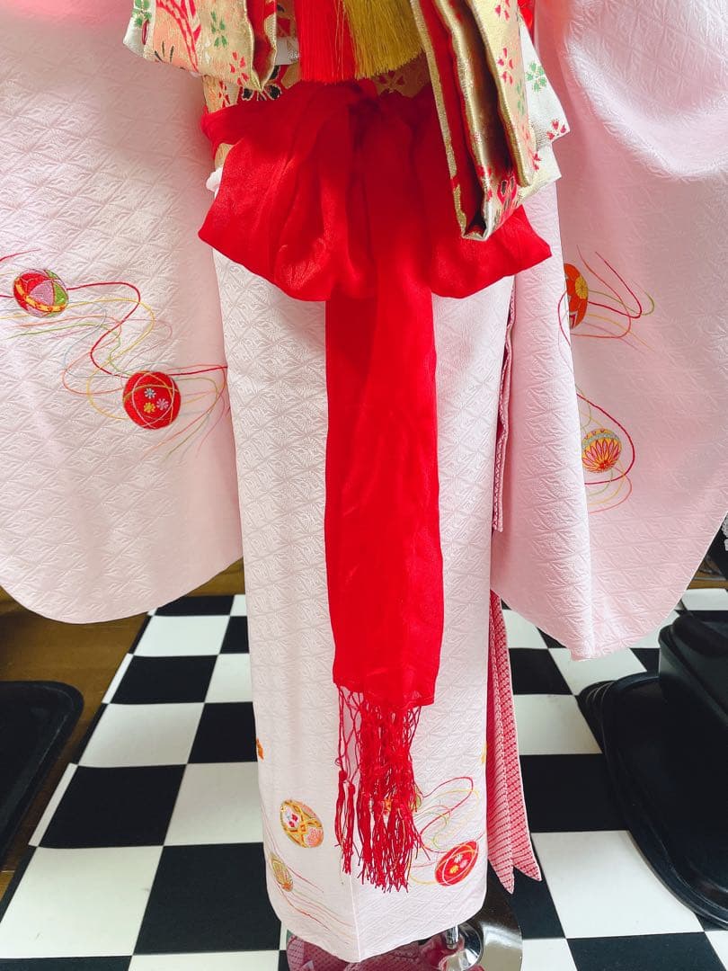 七五三5歳様薄ピンクの正絹鞠紋様