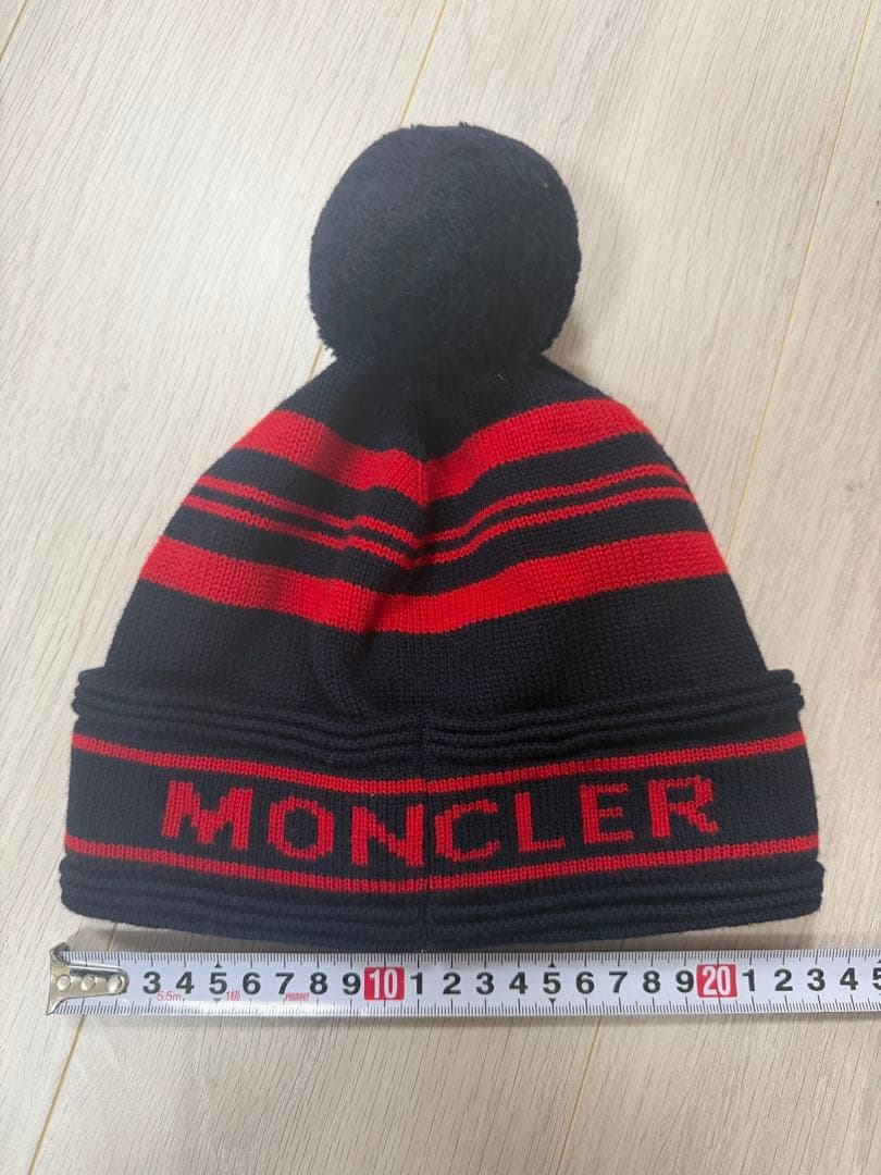MONCLER ニット帽 ネイビー/レッド