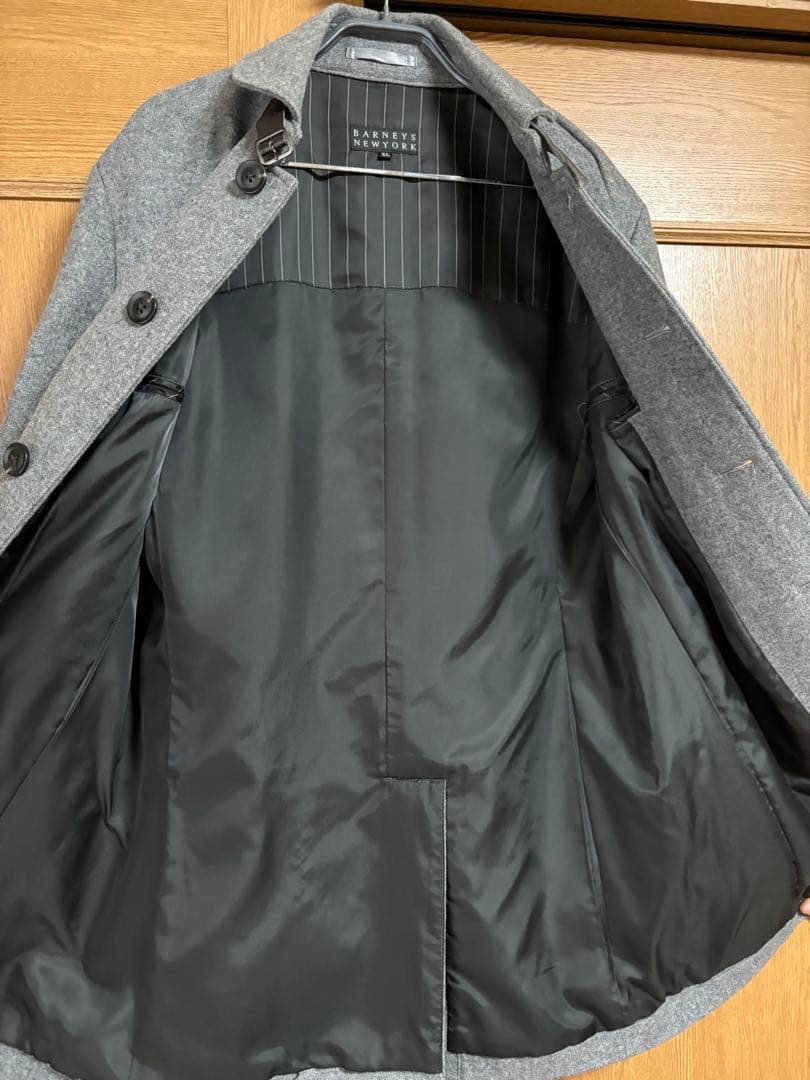 BARNEYS NEW YORKメンズハーフコートウールカシミヤピーコートグレー