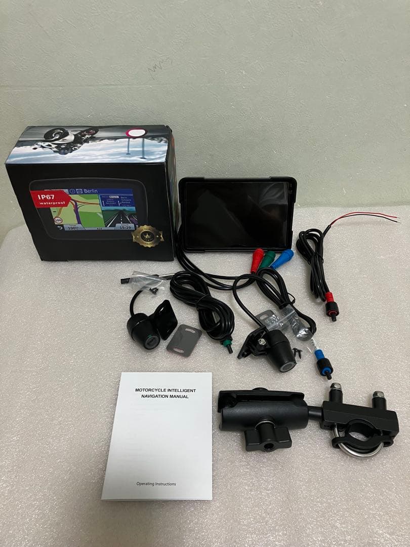 バイク用 防水 ポータブル ディスプレイオーディオ 前後カメラ録画付き ドラレコ
