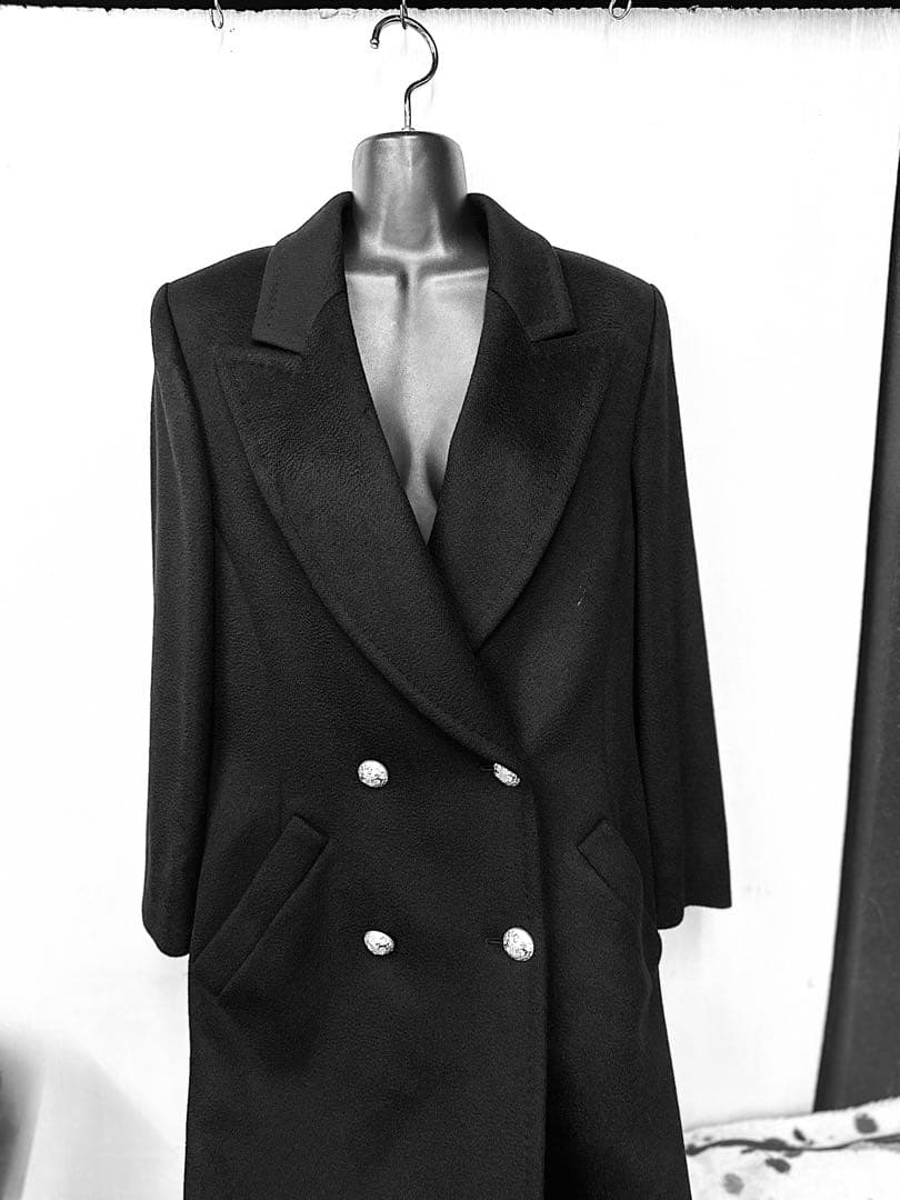 合*3様 最高級　ESCADA×PIACENZAカシミヤ100%黒 チェスターコ