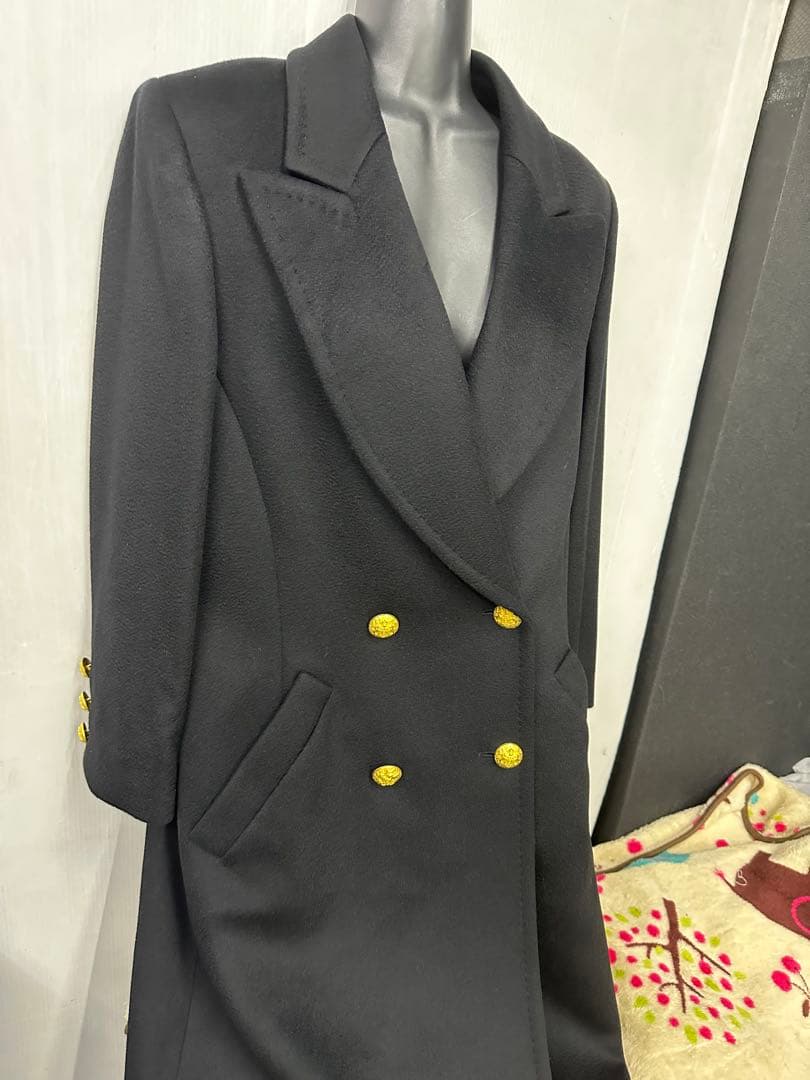 合*3様 最高級　ESCADA×PIACENZAカシミヤ100%黒 チェスターコ