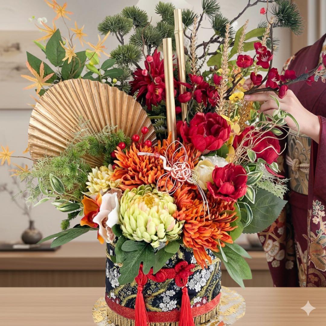 ⑥ 【特大70cm】門松 LL 豪華松竹梅アレンジメント／店舗・商業施 新年飾り