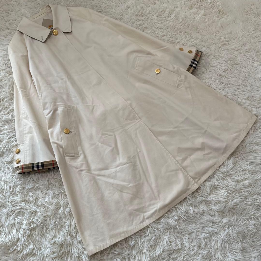 白タグ バーバリーズ ステンカラーコート 金ボタン アーカイブ刺繍 ノバチェック